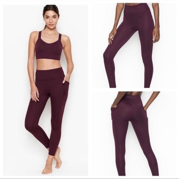Victoria's Secret Pants - Victoria’s Secret Leggings Incredible Essential Pockets Burgundy Colors Size 8